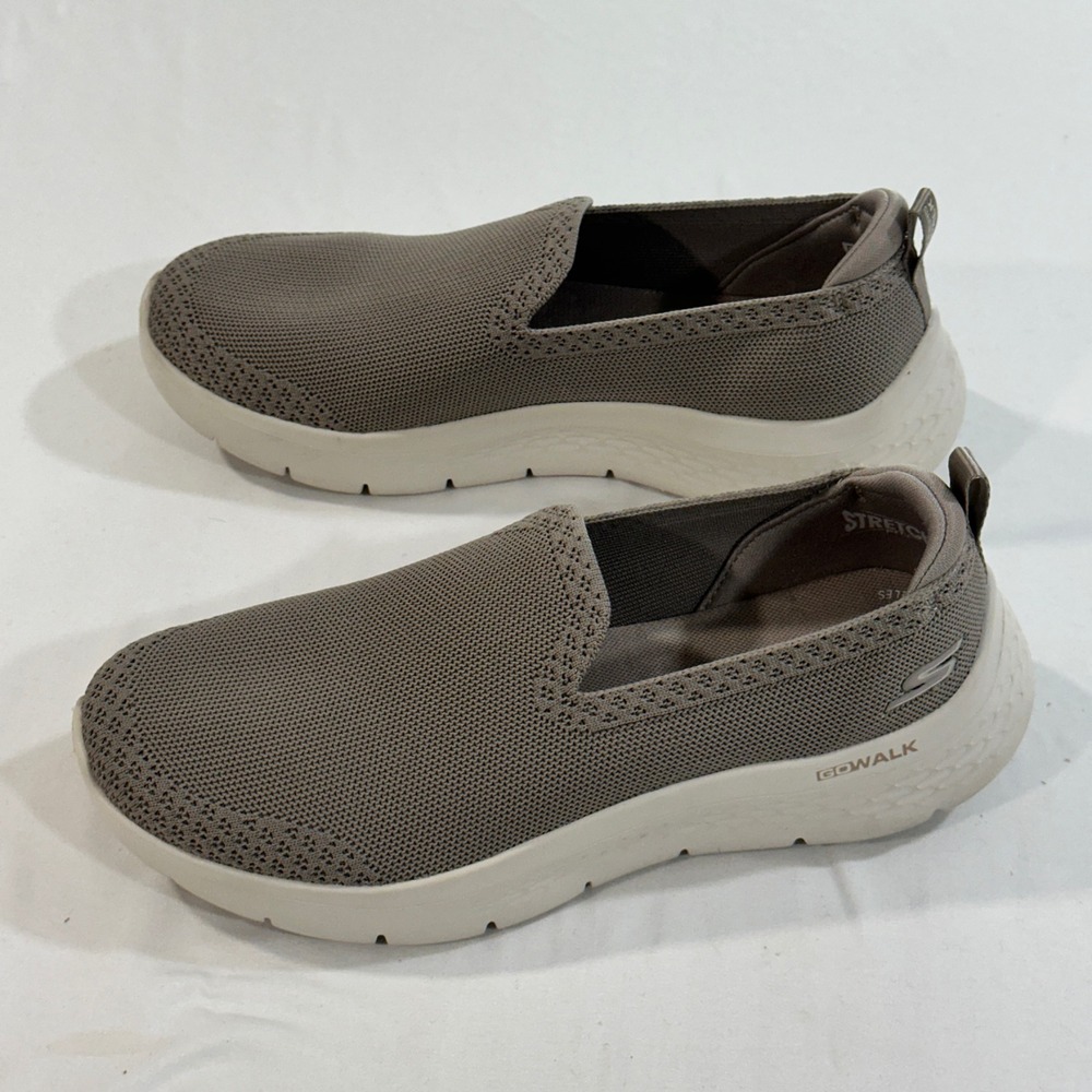 Skechers GO WALK Flex Womens 9.5 Wide Taupe Slip On Shoes 124957W